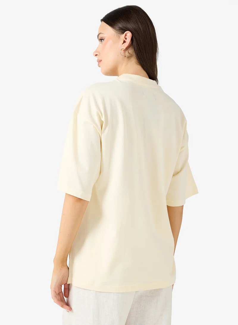 جينجر Cotton Oversize Travel Graphic T-shirt